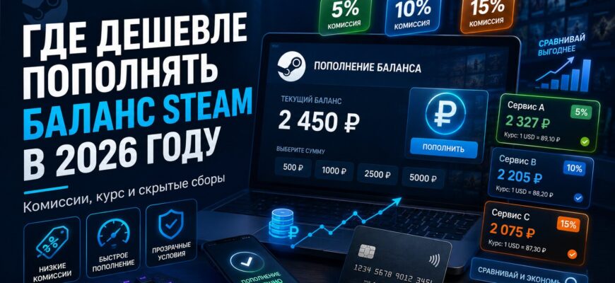 Где дешевле пополнять баланс Steam в 2026 году