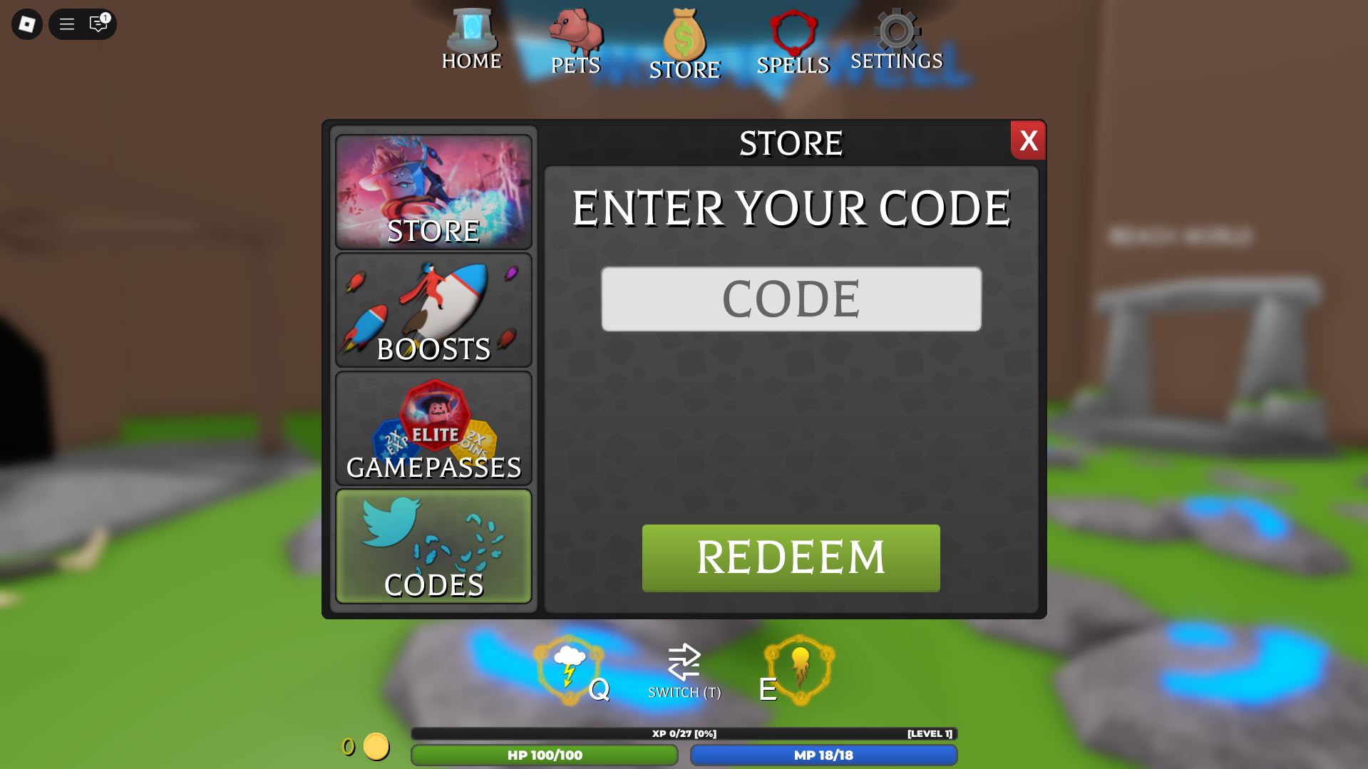 Коды для Симулятора Мага в Roblox