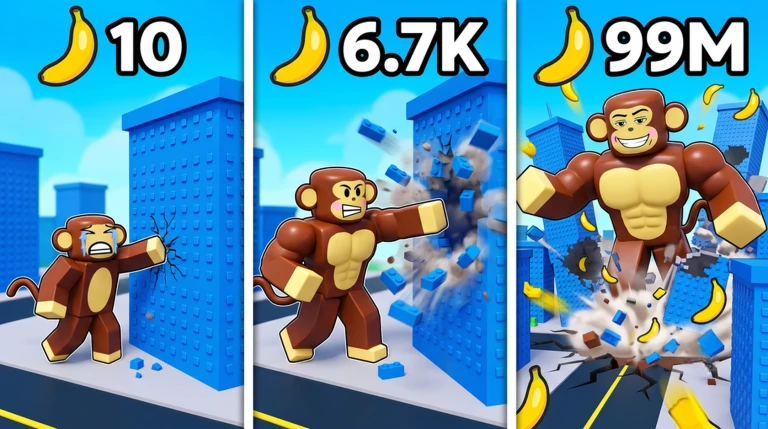 Все коды для +1 Banana Monkey Destruction в Roblox