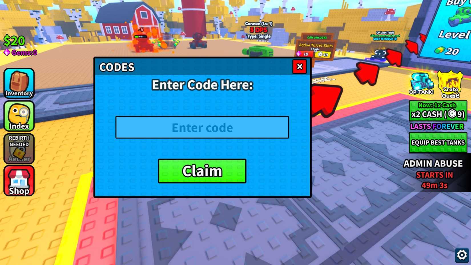 Все коды для Merge a Tank в Roblox